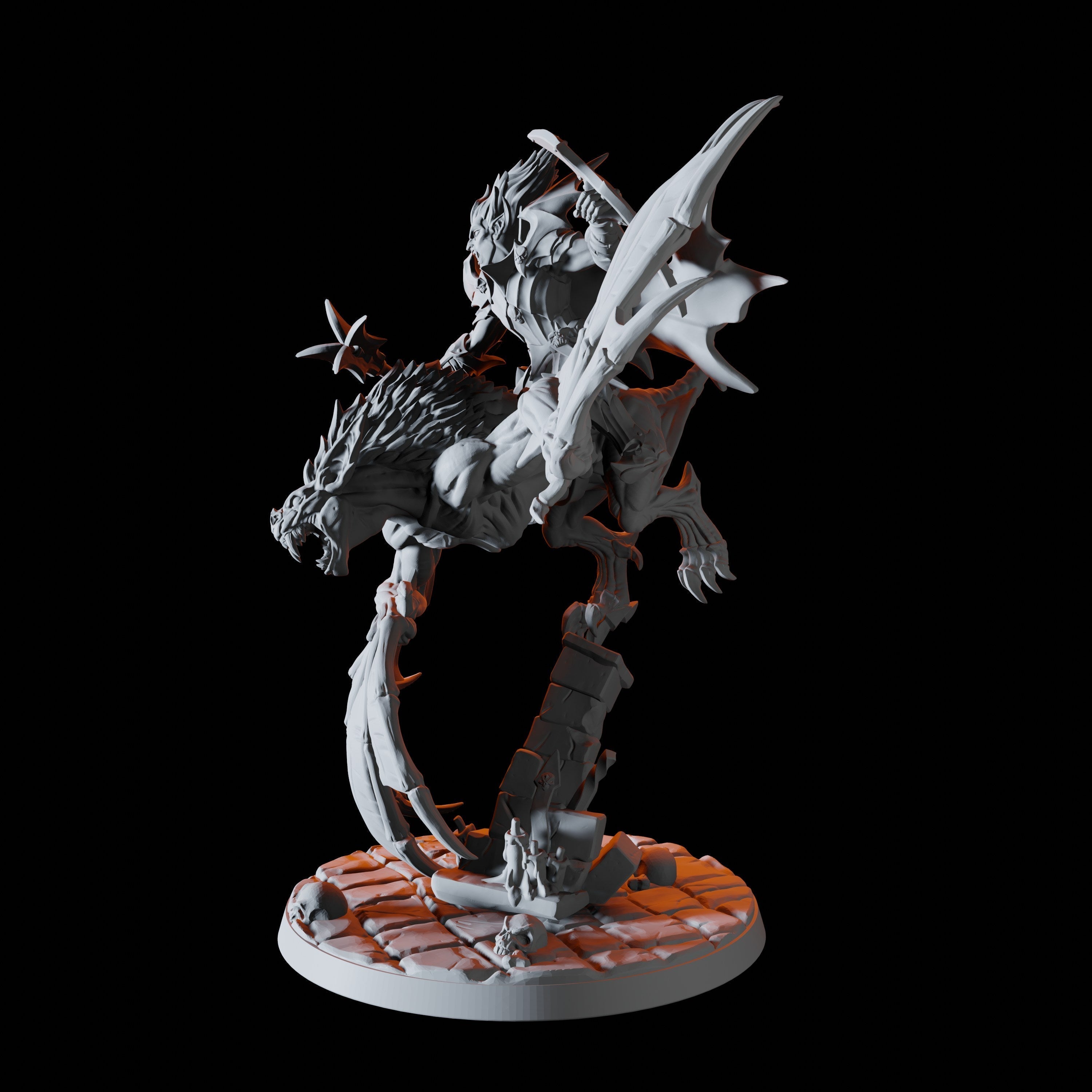 Vampire on Giant Bat Miniature B for Dungeons and Dragons - Myth Forged