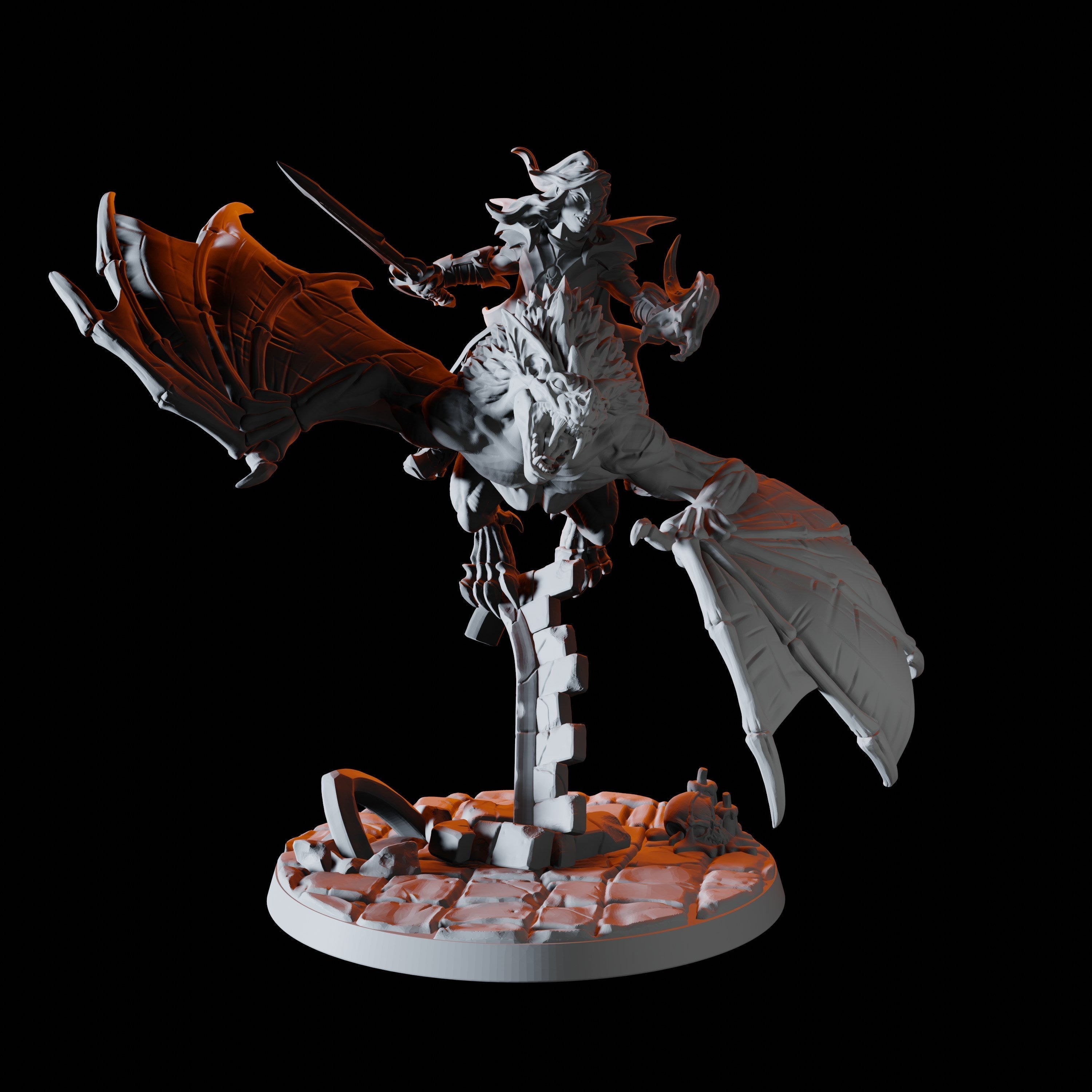 Vampire on Giant Bat Miniature C for Dungeons and Dragons - Myth Forged