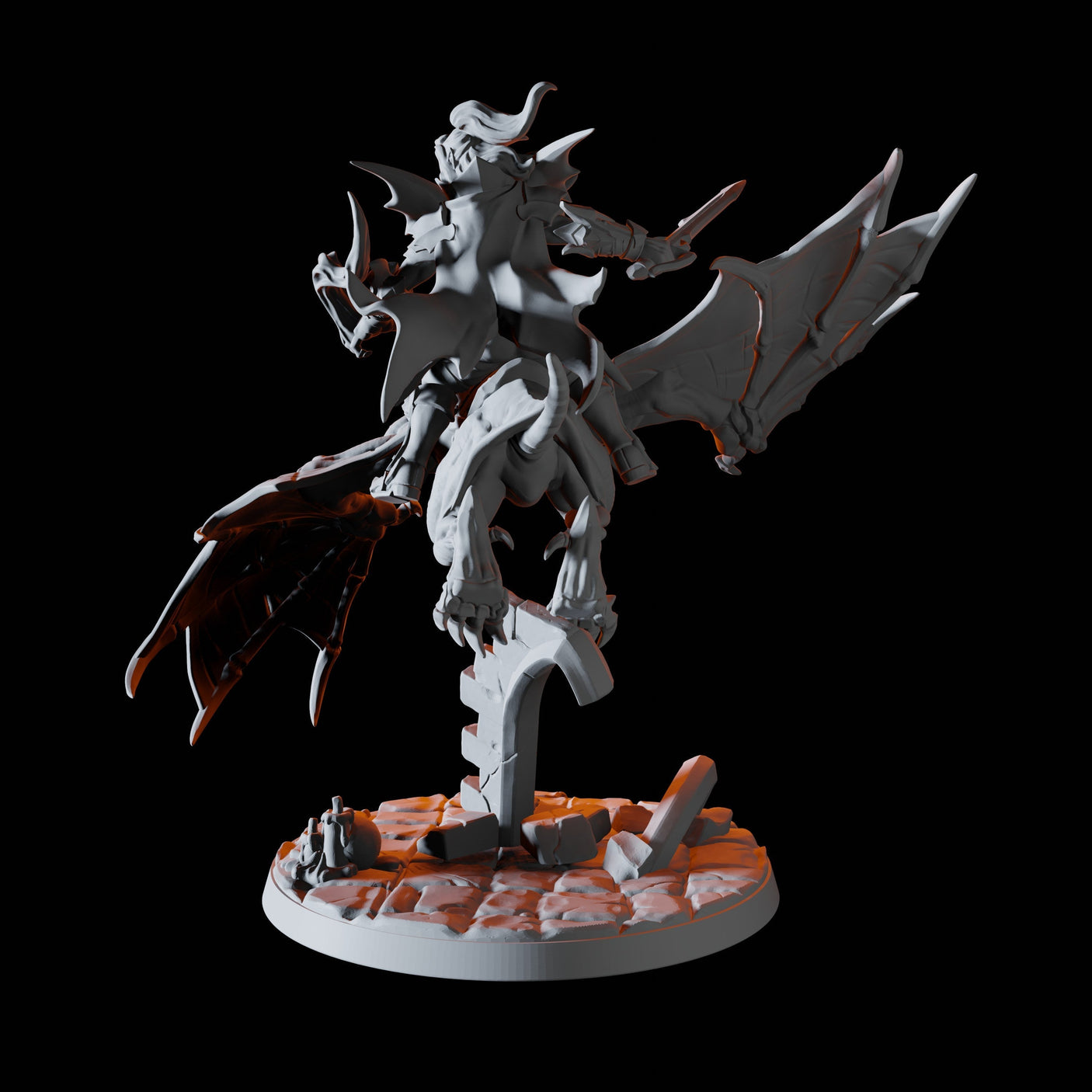 Vampire on Giant Bat C Miniature for Dungeons and Dragons, Pathfinder or other TTRPGs