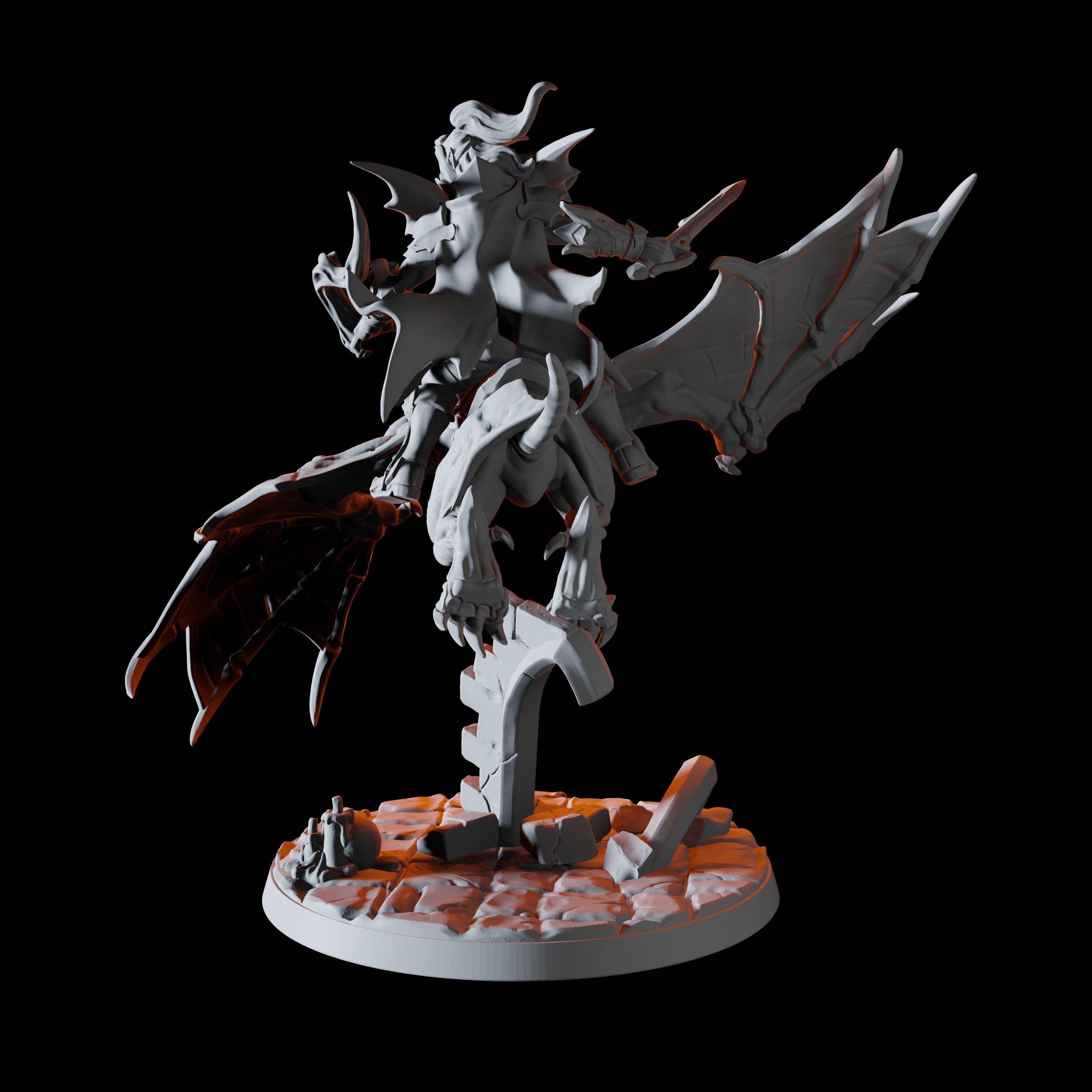 Vampire on Giant Bat Miniature C for Dungeons and Dragons - Myth Forged