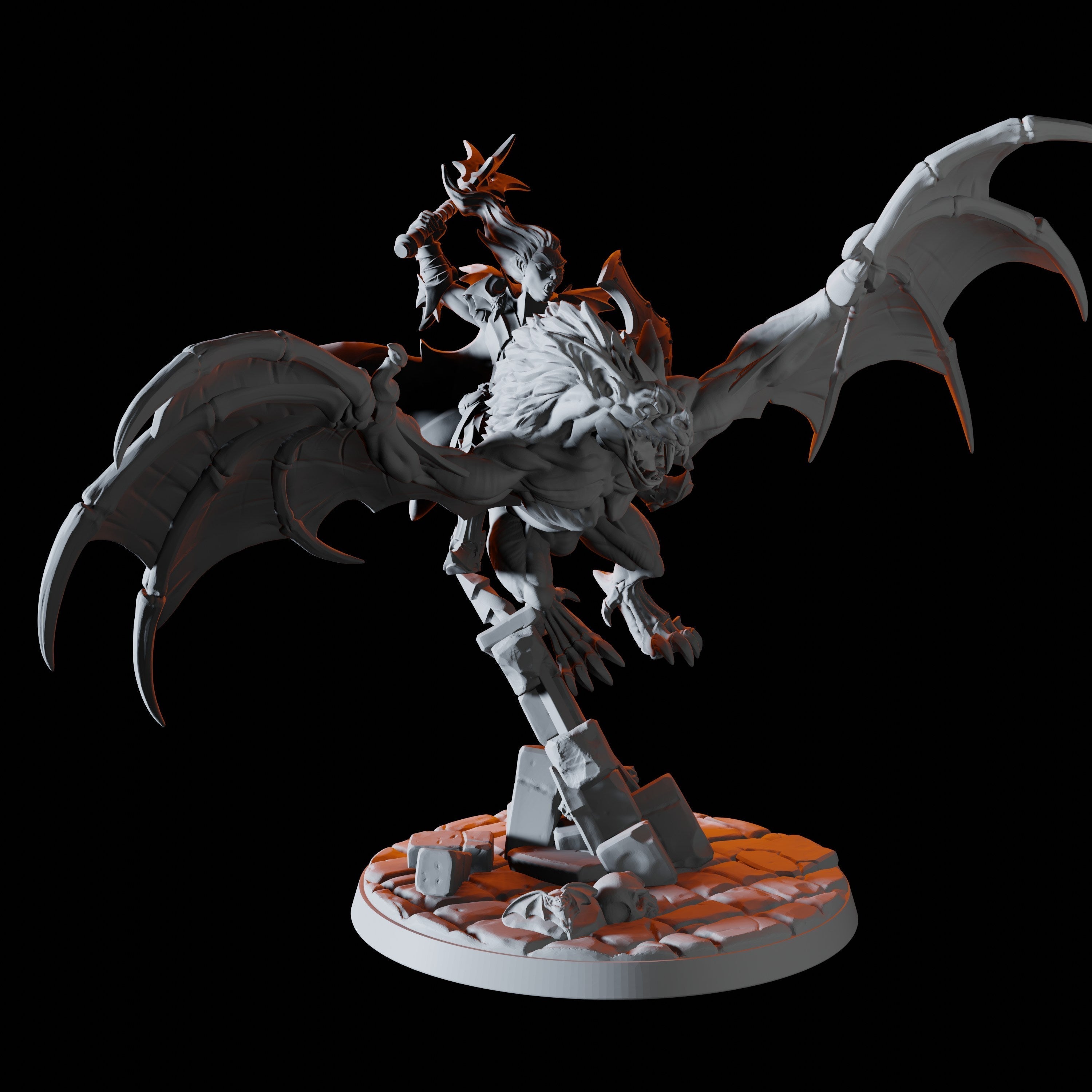 Vampire on Giant Bat Miniature D for Dungeons and Dragons - Myth Forged