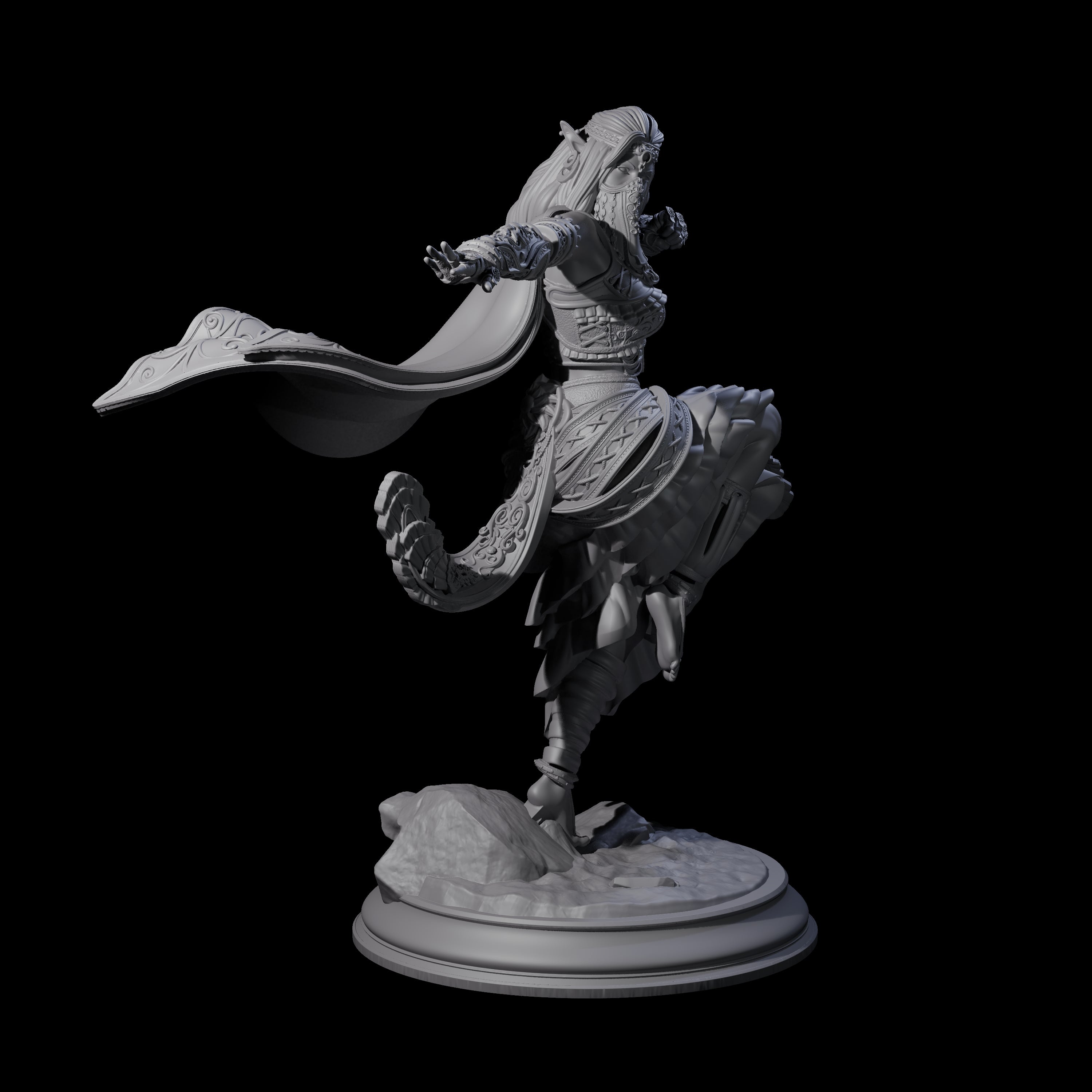 Veiled Elf Monk Miniature for Dungeons and Dragons, Pathfinder or other TTRPGs