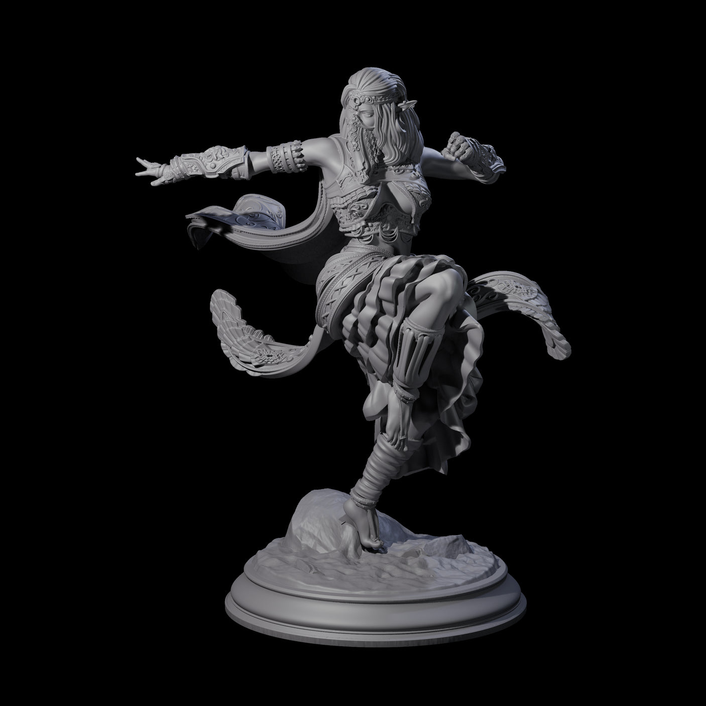 Veiled Elf Monk Miniature for Dungeons and Dragons, Pathfinder or other TTRPGs