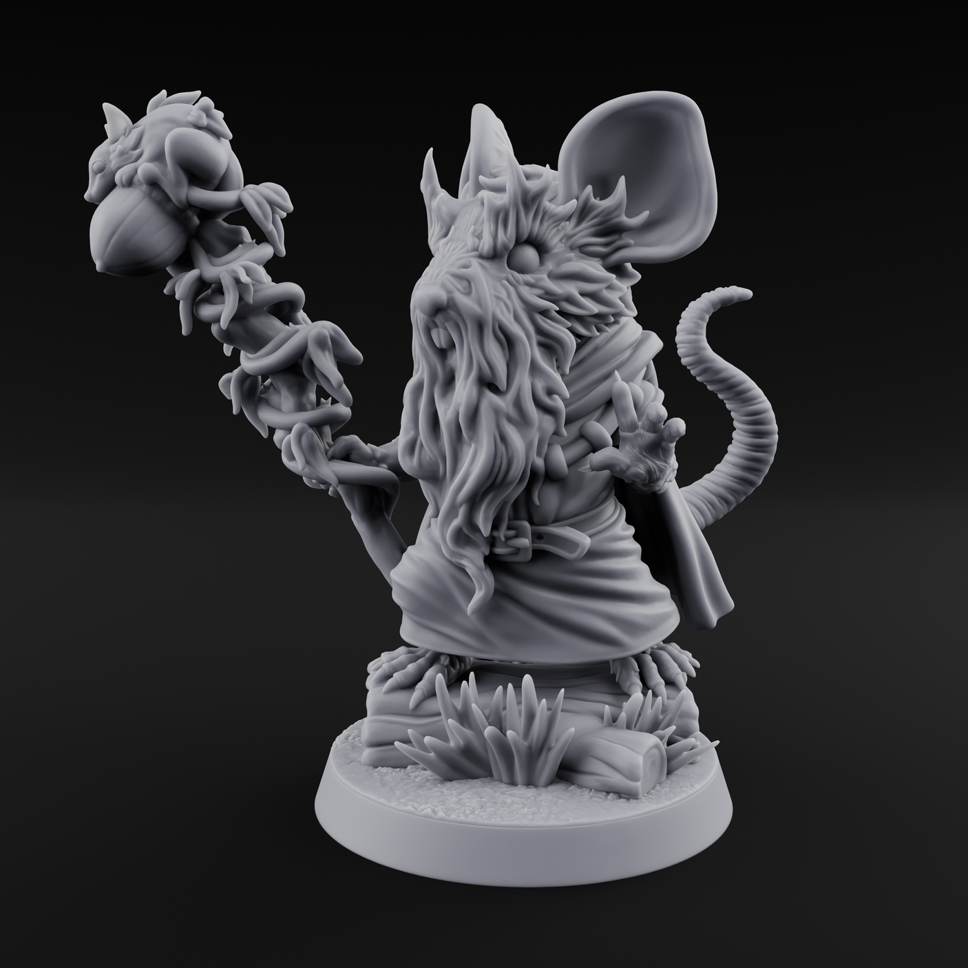 Venerable Mousling Sage Miniature for Dungeons and Dragons, Pathfinder or other TTRPGs