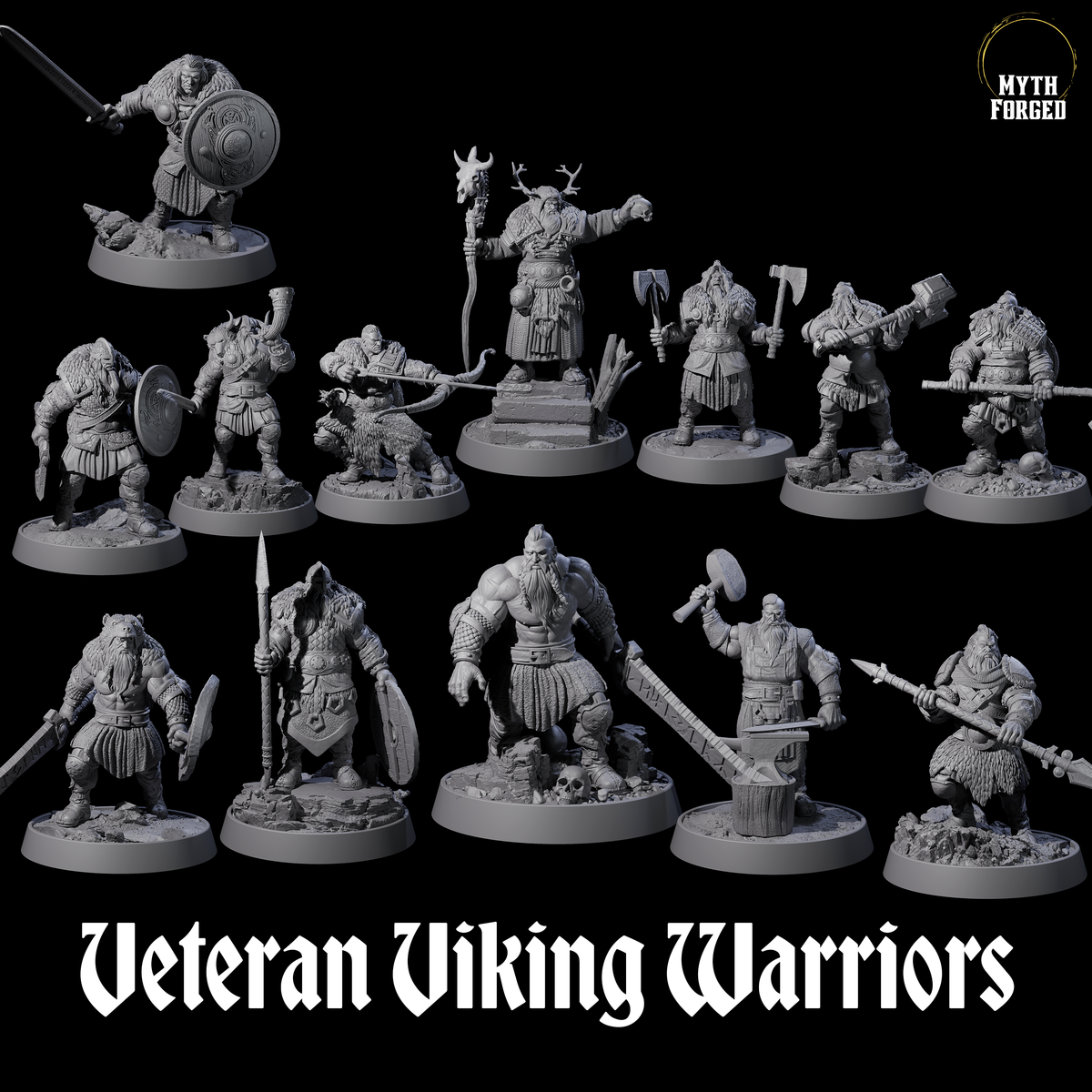 Veteran Viking Warriors Miniature for Dungeons and Dragons, Pathfinder or other TTRPGs