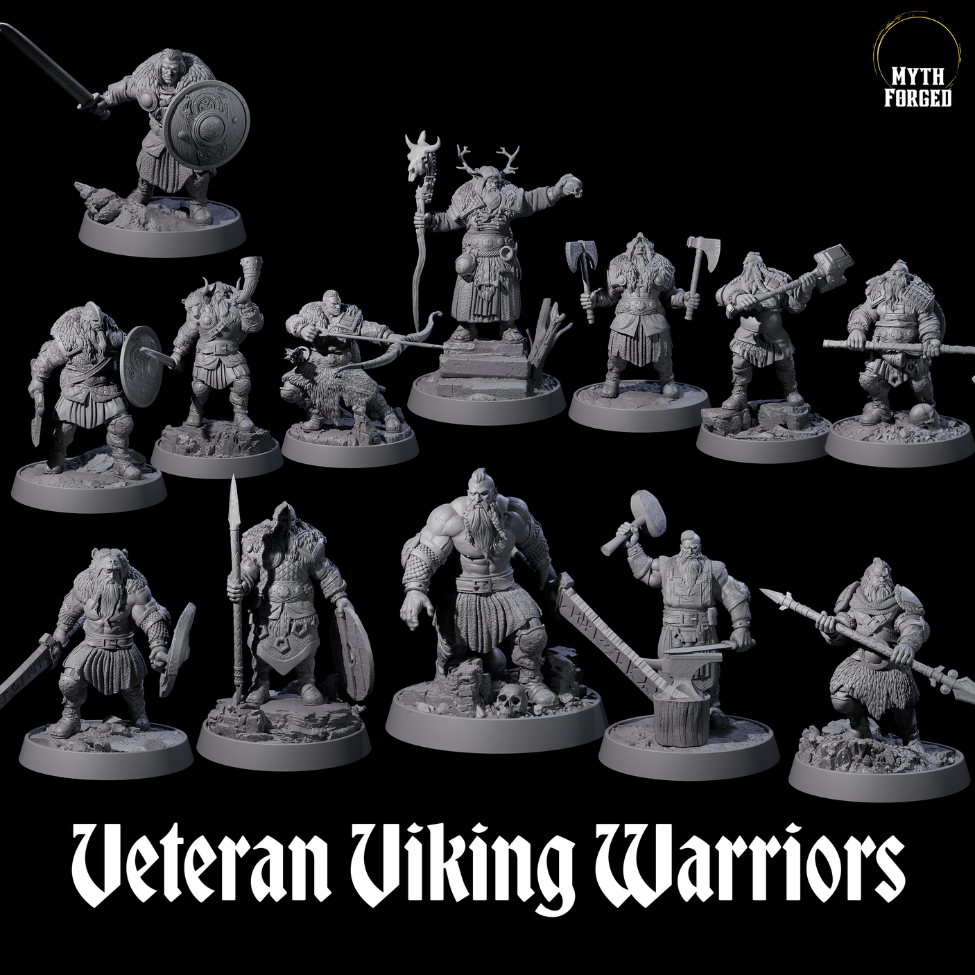 Veteran Viking Warriors Miniature for Dungeons and Dragons, Pathfinder or other TTRPGs