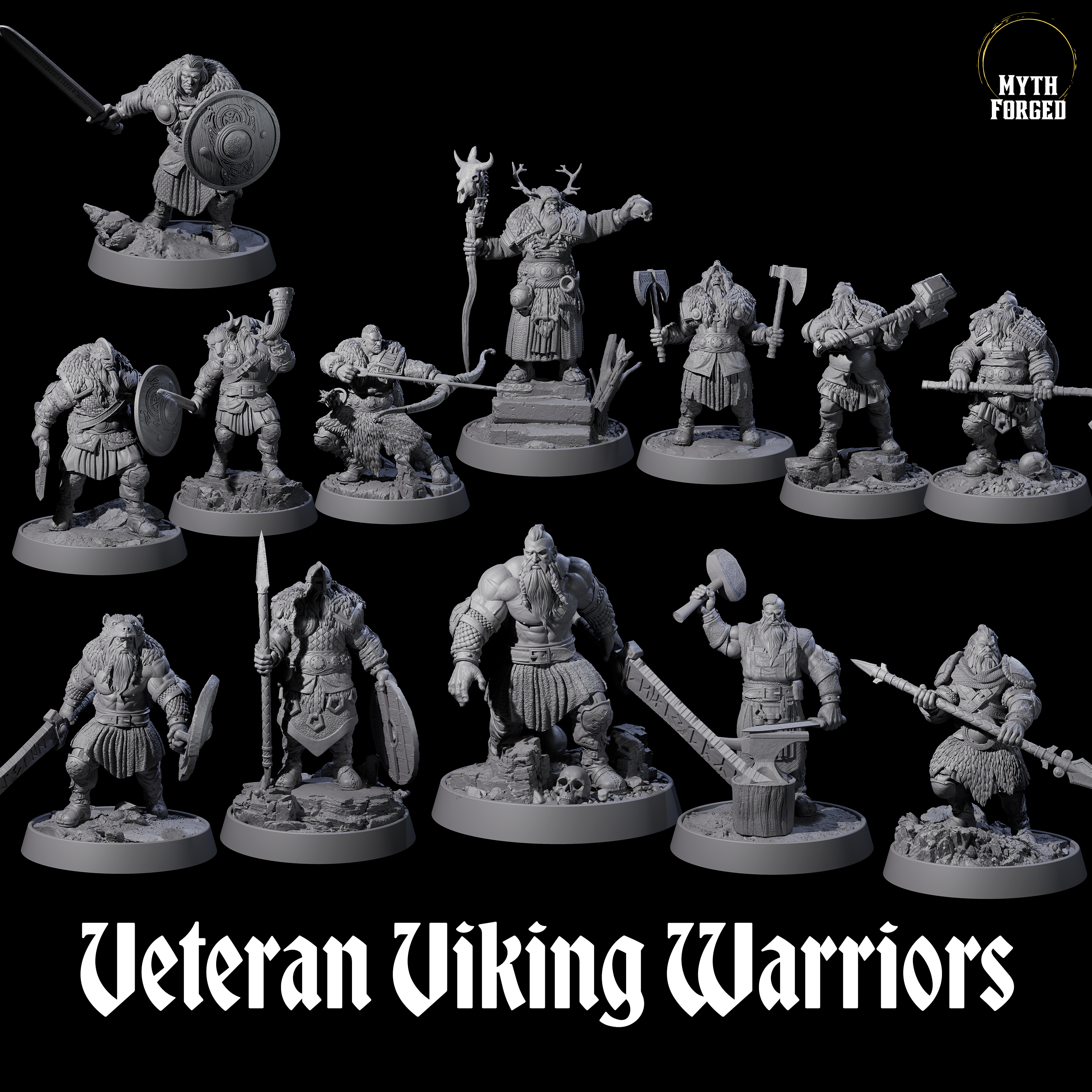 Veteran Viking Warriors Miniature for Dungeons and Dragons, Pathfinder or other TTRPGs