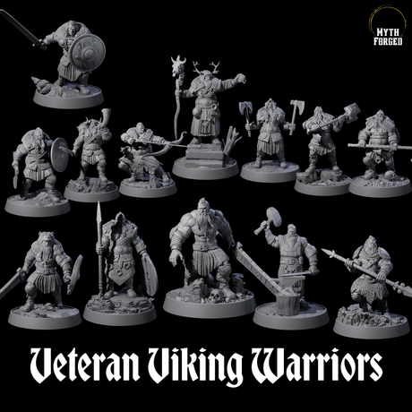 Veteran Viking Warriors Miniature for Dungeons and Dragons, Pathfinder or other TTRPGs