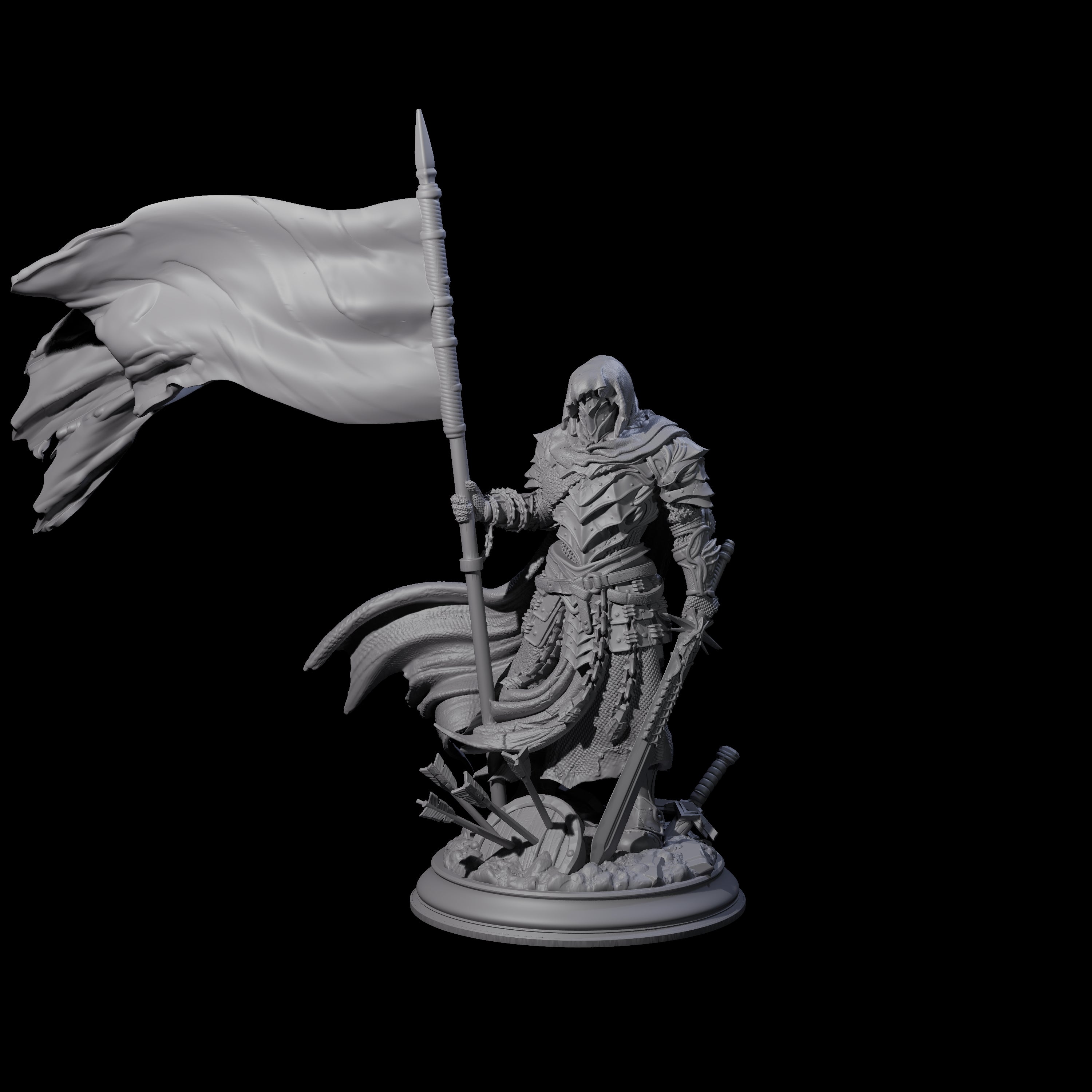 Victorious Fighter Miniature for Dungeons and Dragons, Pathfinder or other TTRPGs