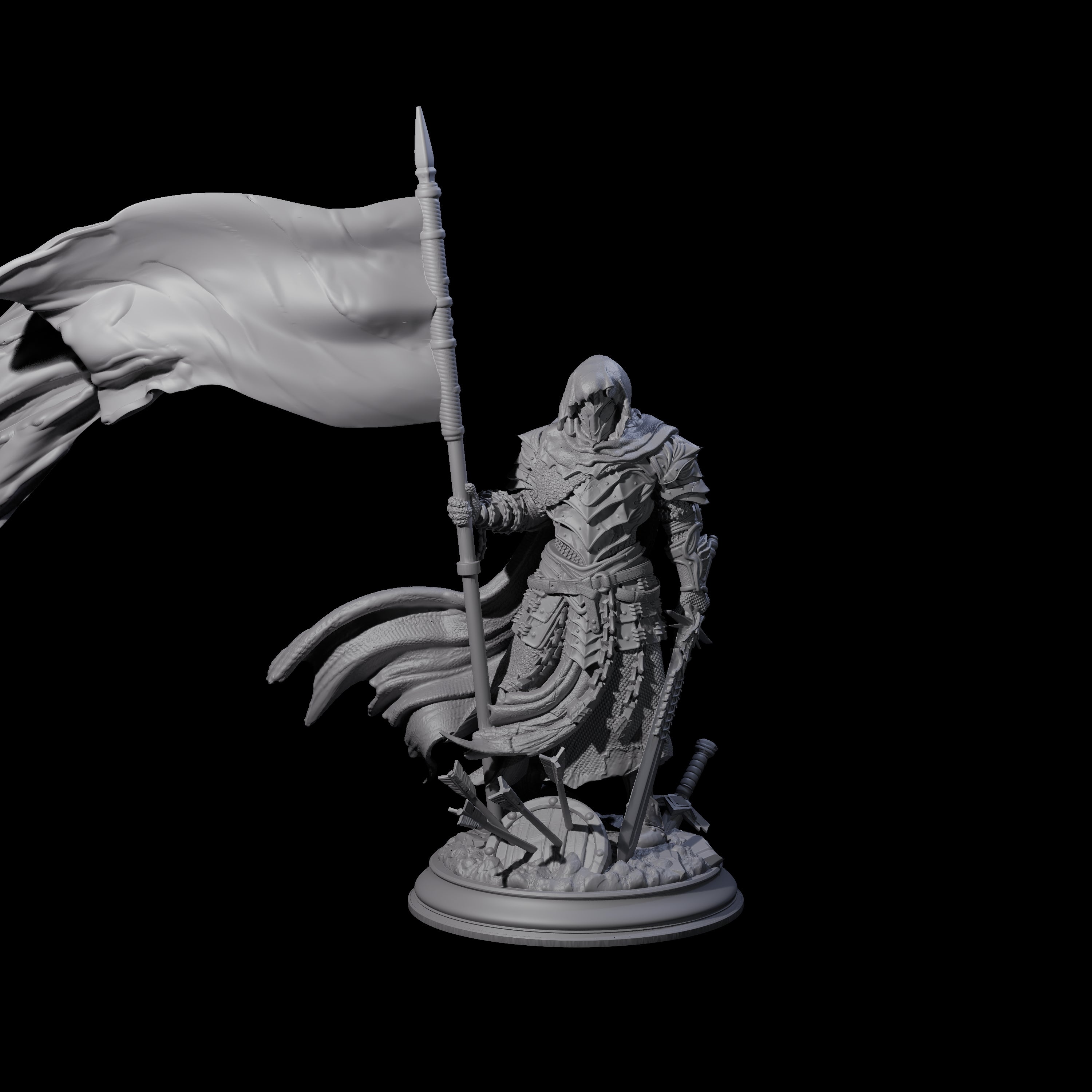 Victorious Fighter Miniature for Dungeons and Dragons, Pathfinder or other TTRPGs