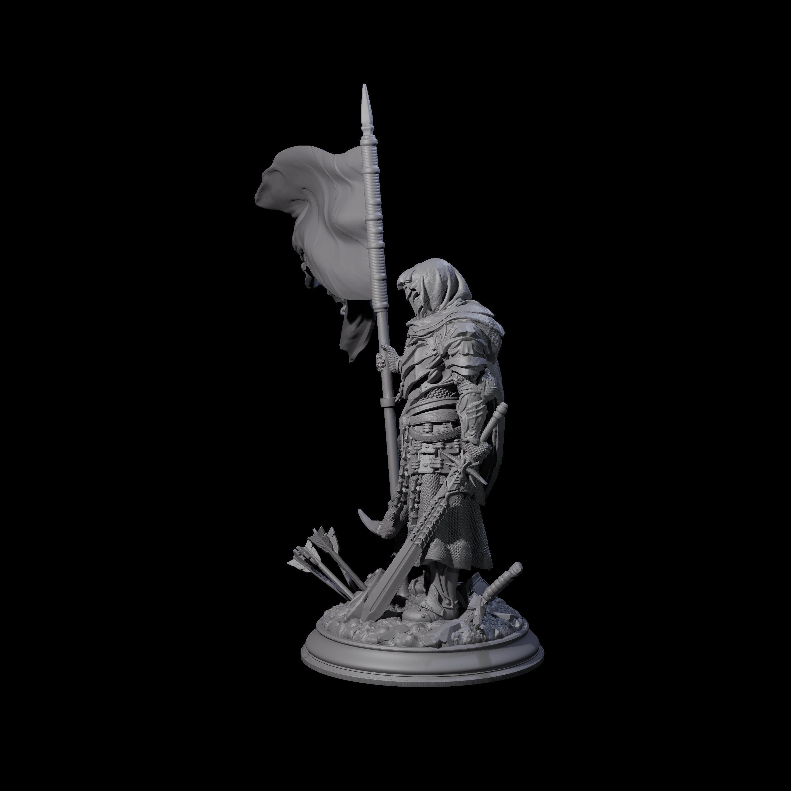 Victorious Fighter Miniature for Dungeons and Dragons, Pathfinder or other TTRPGs