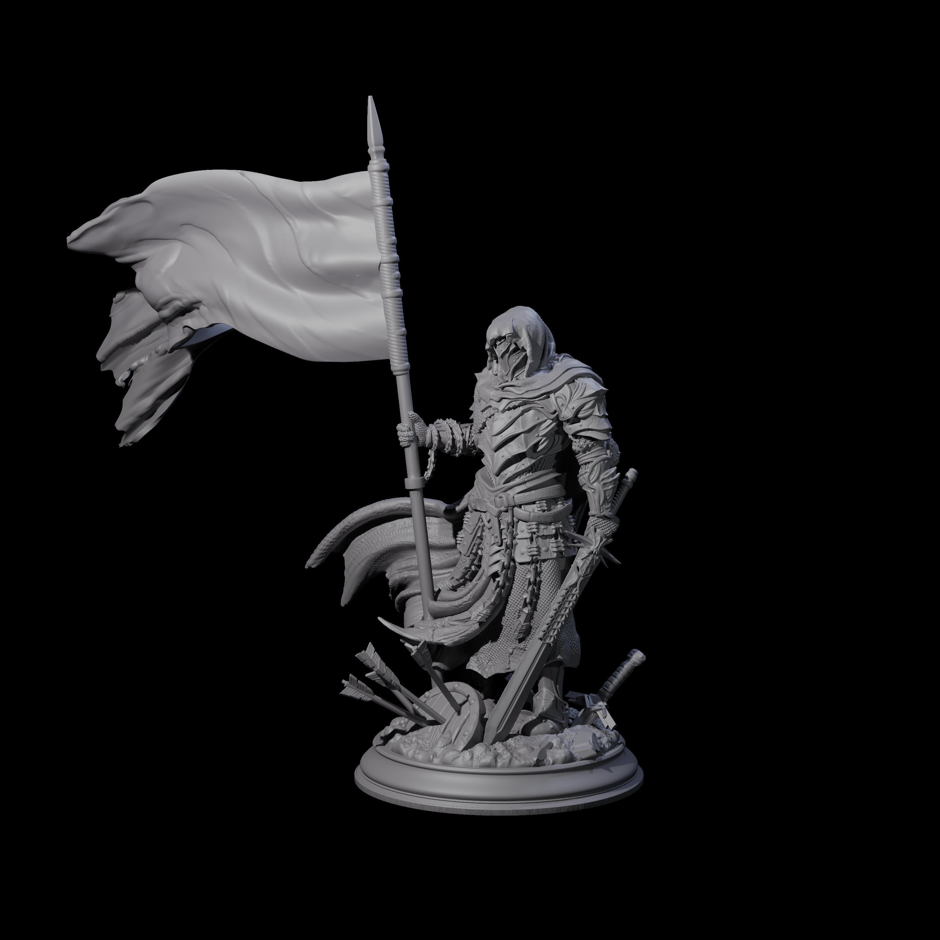 Victorious Fighter Miniature for Dungeons and Dragons, Pathfinder or other TTRPGs