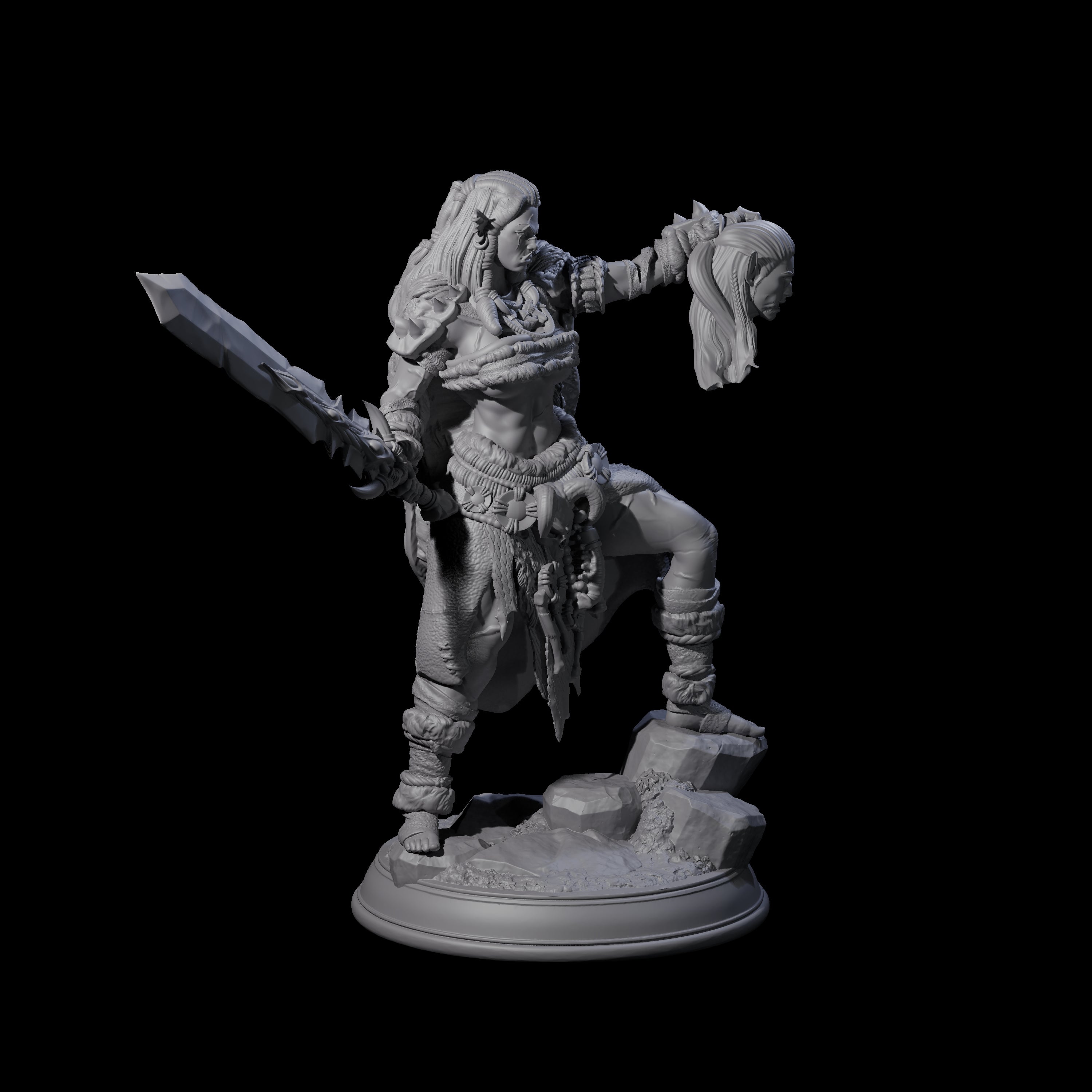 Victorious Half Orc Barbarian Miniature for Dungeons and Dragons, Pathfinder or other TTRPGs