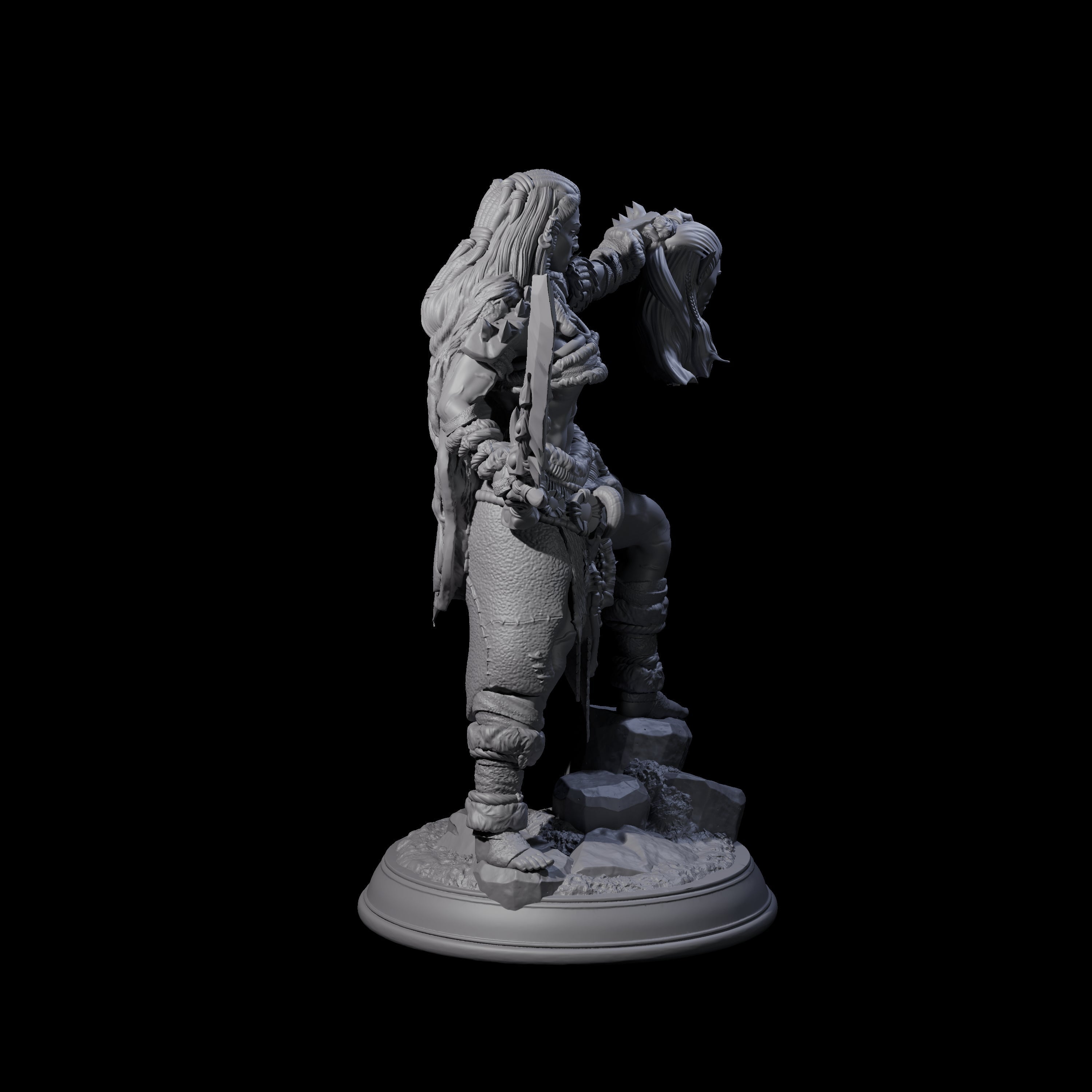 Victorious Half Orc Barbarian Miniature for Dungeons and Dragons, Pathfinder or other TTRPGs