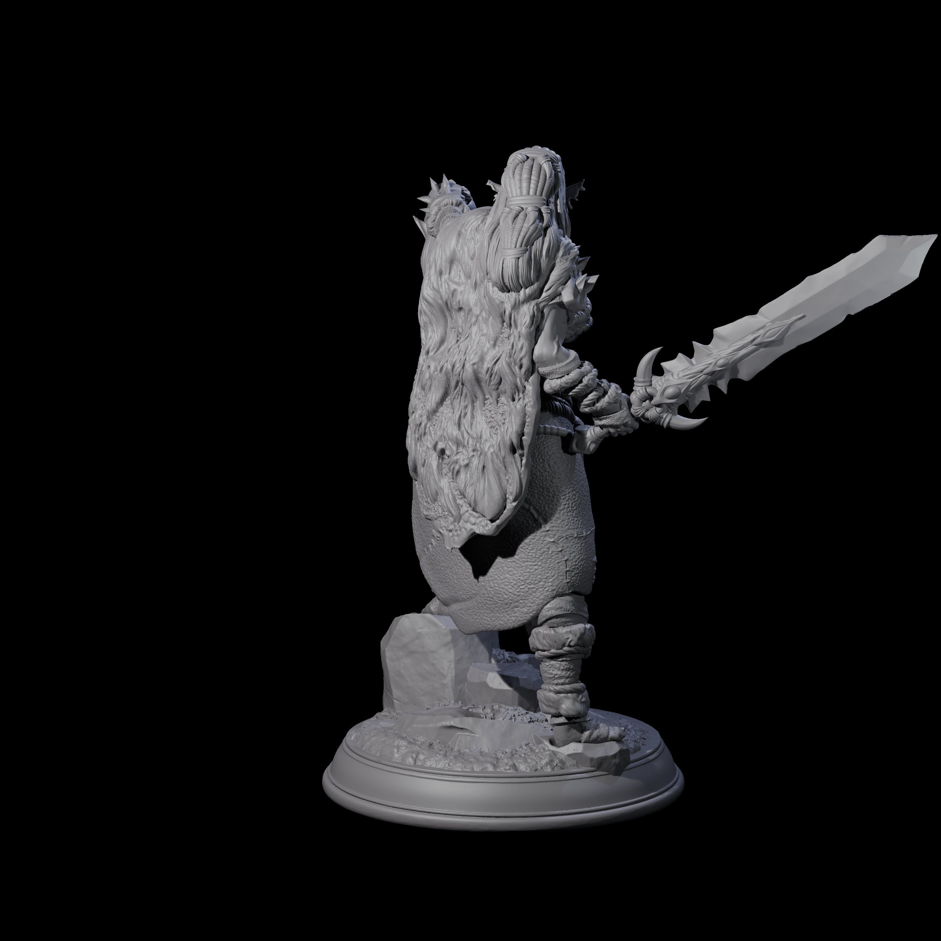 Victorious Half Orc Barbarian Miniature for Dungeons and Dragons, Pathfinder or other TTRPGs