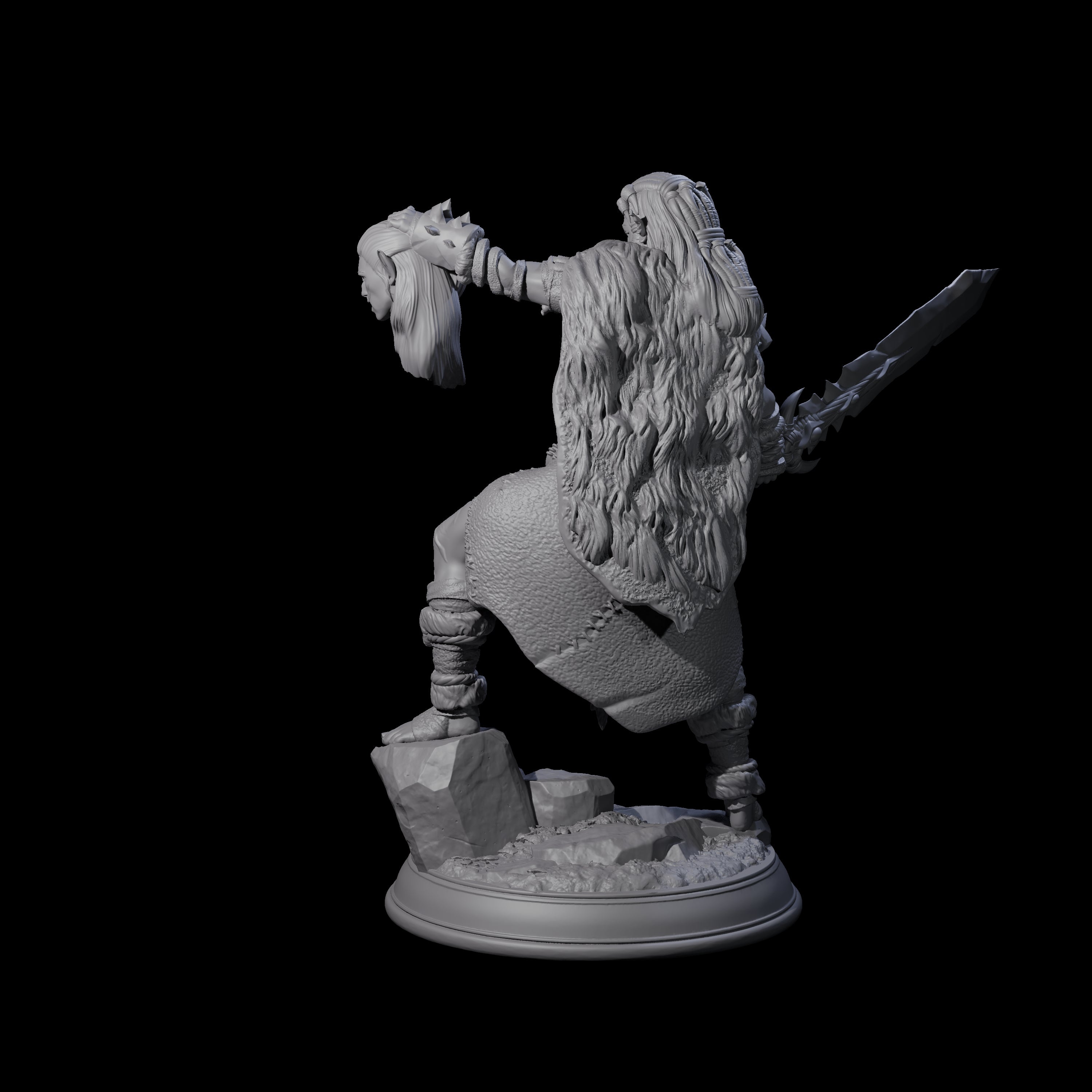 Victorious Half Orc Barbarian Miniature for Dungeons and Dragons, Pathfinder or other TTRPGs