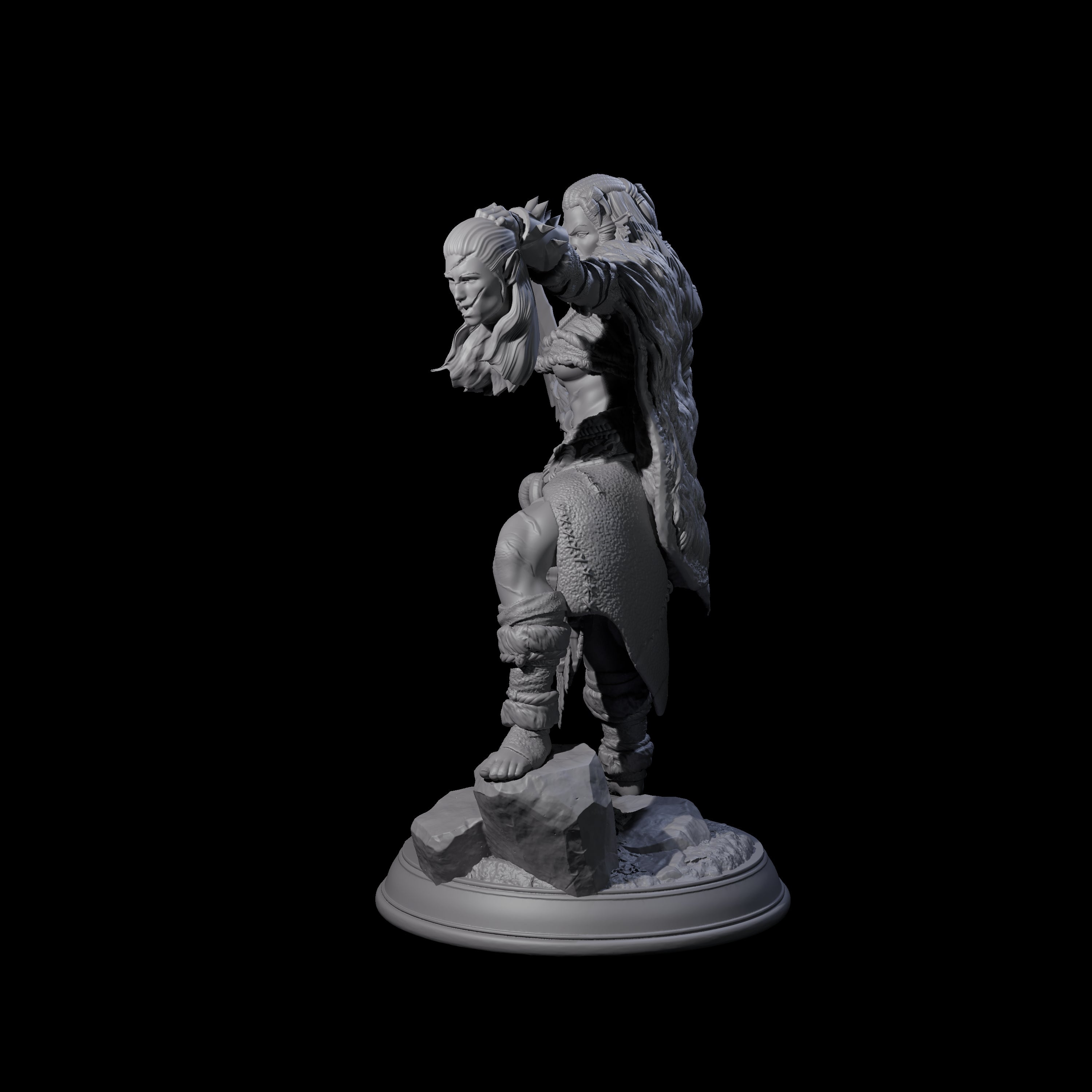 Victorious Half Orc Barbarian Miniature for Dungeons and Dragons, Pathfinder or other TTRPGs