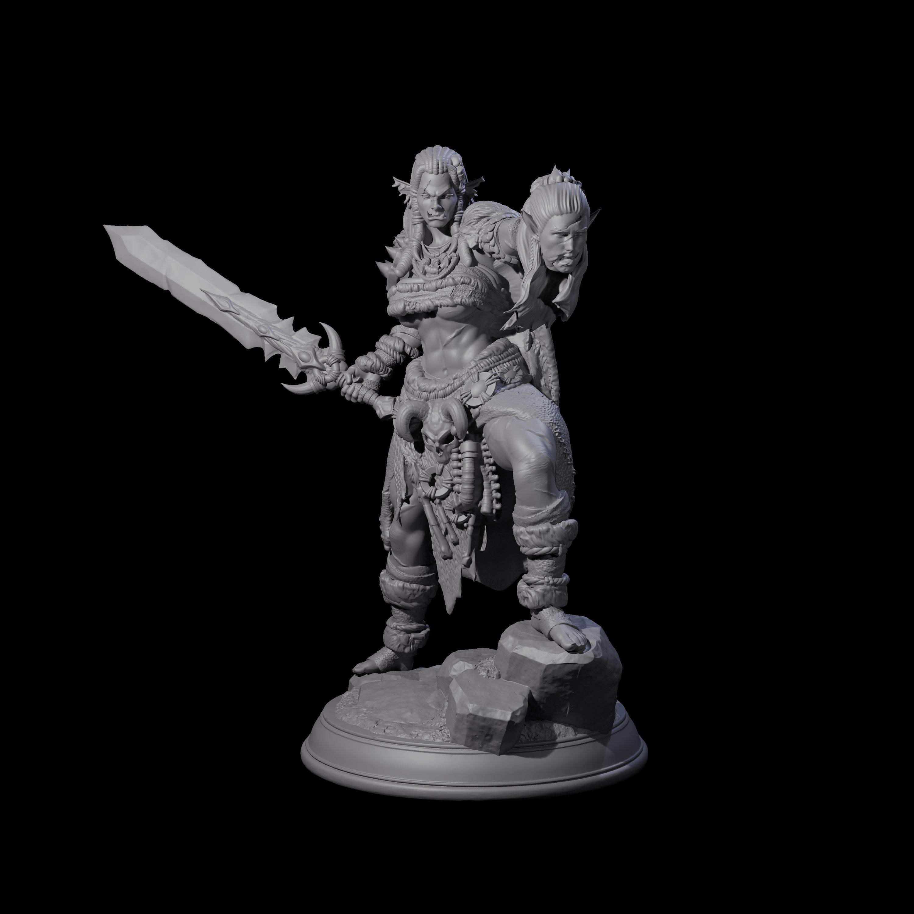 Victorious Half Orc Barbarian Miniature for Dungeons and Dragons, Pathfinder or other TTRPGs