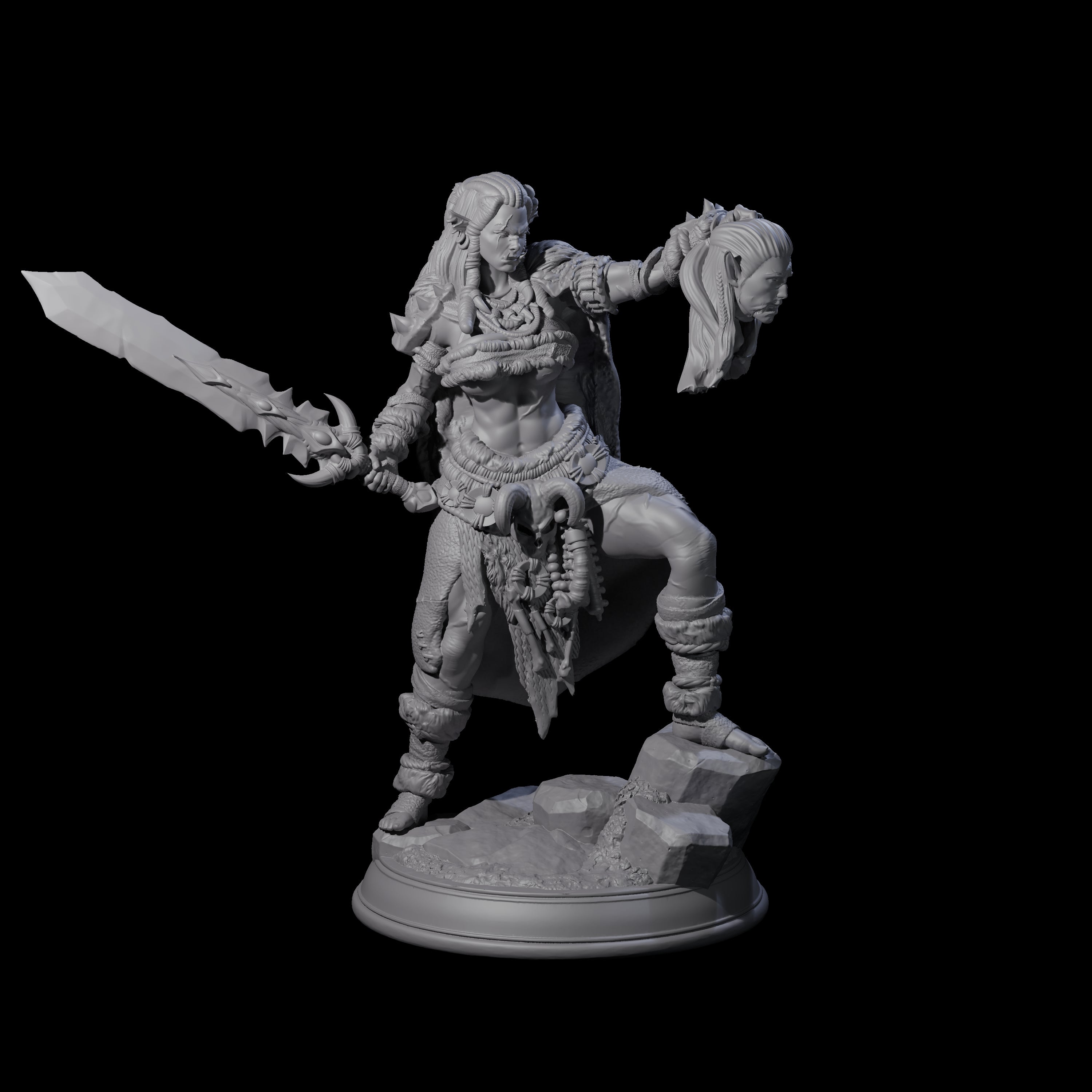 Victorious Half Orc Barbarian Miniature for Dungeons and Dragons, Pathfinder or other TTRPGs