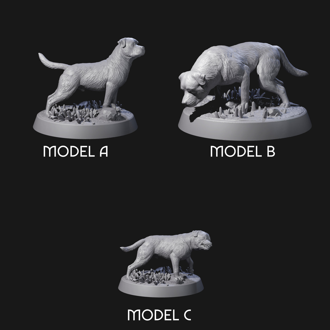 Vigilant Guard Dogs Miniature for Dungeons and Dragons, Pathfinder or other TTRPGs