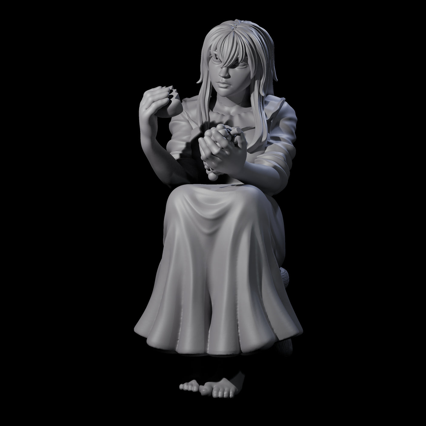 Violett - Young Villager on a break Miniature for Dungeons and Dragons, Pathfinder or other TTRPGs