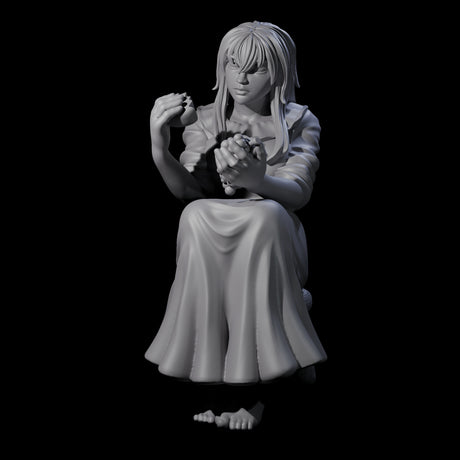 Violett - Young Villager on a break Miniature for Dungeons and Dragons, Pathfinder or other TTRPGs