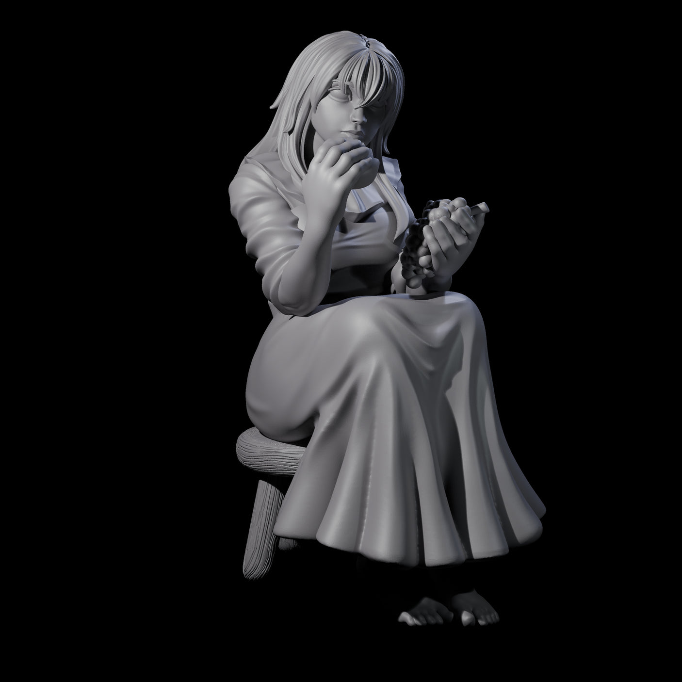 Violett - Young Villager on a break Miniature for Dungeons and Dragons, Pathfinder or other TTRPGs