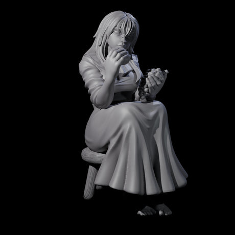Violett - Young Villager on a break Miniature for Dungeons and Dragons, Pathfinder or other TTRPGs