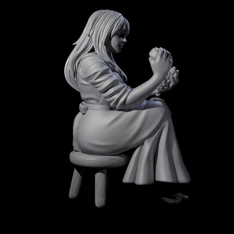Violett - Young Villager on a break Miniature for Dungeons and Dragons, Pathfinder or other TTRPGs