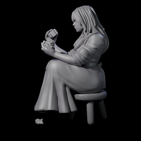 Violett - Young Villager on a break Miniature for Dungeons and Dragons, Pathfinder or other TTRPGs