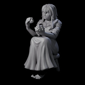 Violett - Young Villager on a break Miniature for Dungeons and Dragons, Pathfinder or other TTRPGs