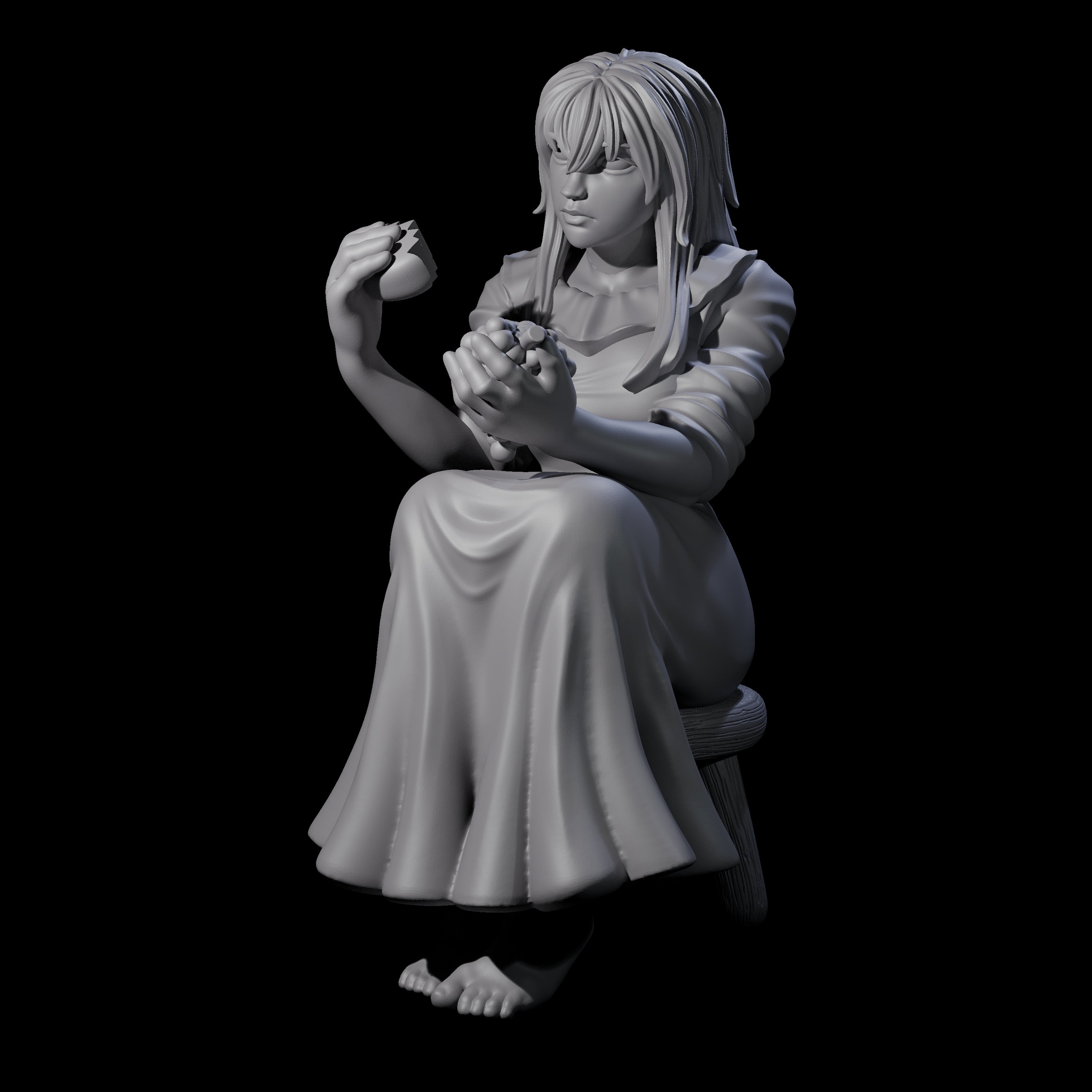Violett - Young Villager on a break Miniature for Dungeons and Dragons, Pathfinder or other TTRPGs