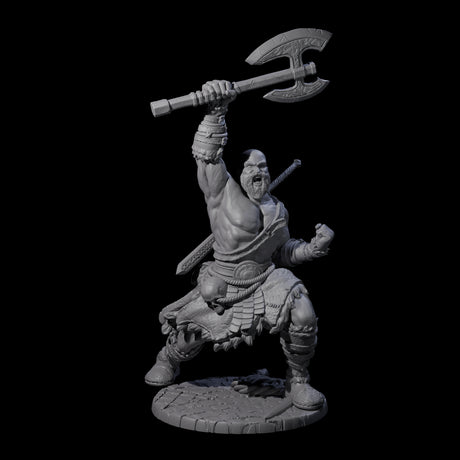Virtix - Roaring Barbarian Miniature for Dungeons and Dragons, Pathfinder or other TTRPGs