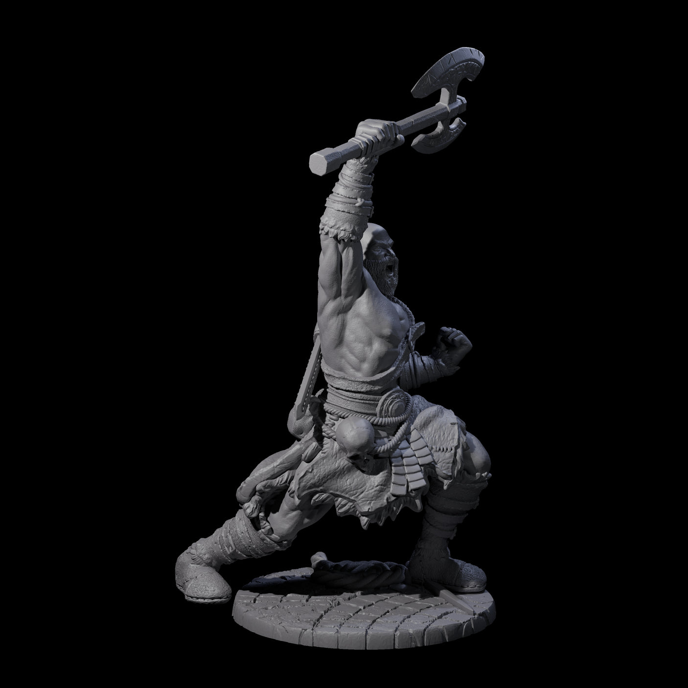 Virtix - Roaring Barbarian Miniature for Dungeons and Dragons, Pathfinder or other TTRPGs