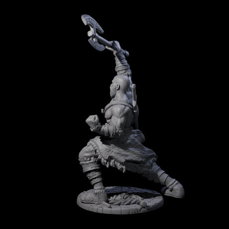 Virtix - Roaring Barbarian Miniature for Dungeons and Dragons, Pathfinder or other TTRPGs