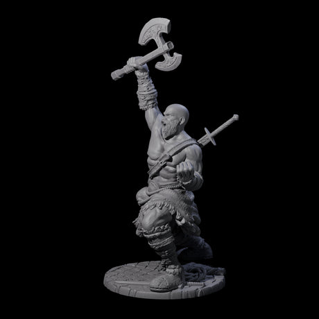 Virtix - Roaring Barbarian Miniature for Dungeons and Dragons, Pathfinder or other TTRPGs