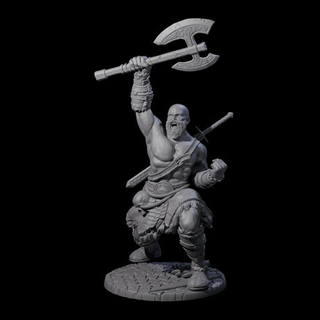 Virtix - Roaring Barbarian Miniature for Dungeons and Dragons, Pathfinder or other TTRPGs