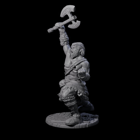 Virtix - Roaring Barbarian Miniature for Dungeons and Dragons, Pathfinder or other TTRPGs