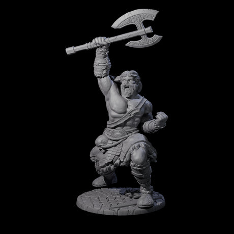 Virtix - Roaring Barbarian Miniature for Dungeons and Dragons, Pathfinder or other TTRPGs