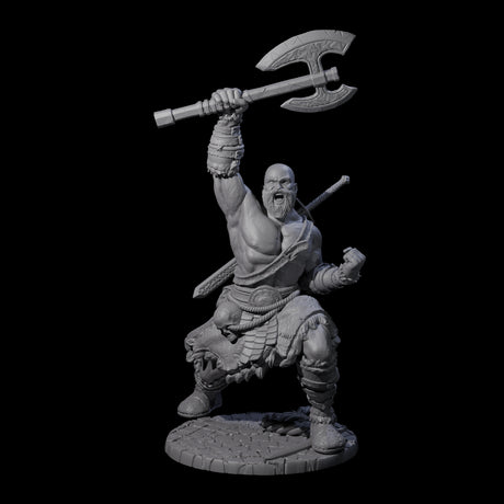 Virtix - Roaring Barbarian Miniature for Dungeons and Dragons, Pathfinder or other TTRPGs