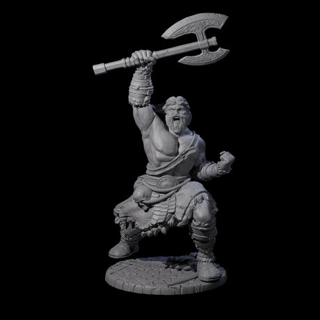 Virtix - Roaring Barbarian Miniature for Dungeons and Dragons, Pathfinder or other TTRPGs