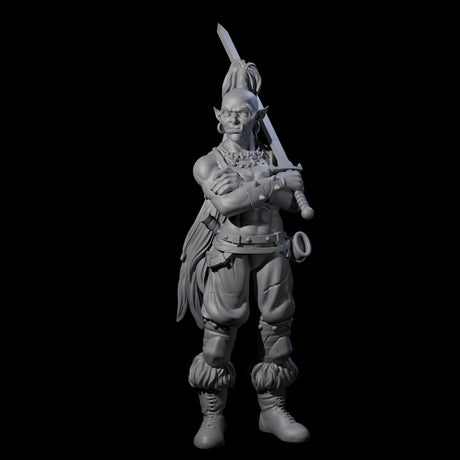 Waiting Orc Female Barbarian Miniature for Dungeons and Dragons, Pathfinder or other TTRPGs