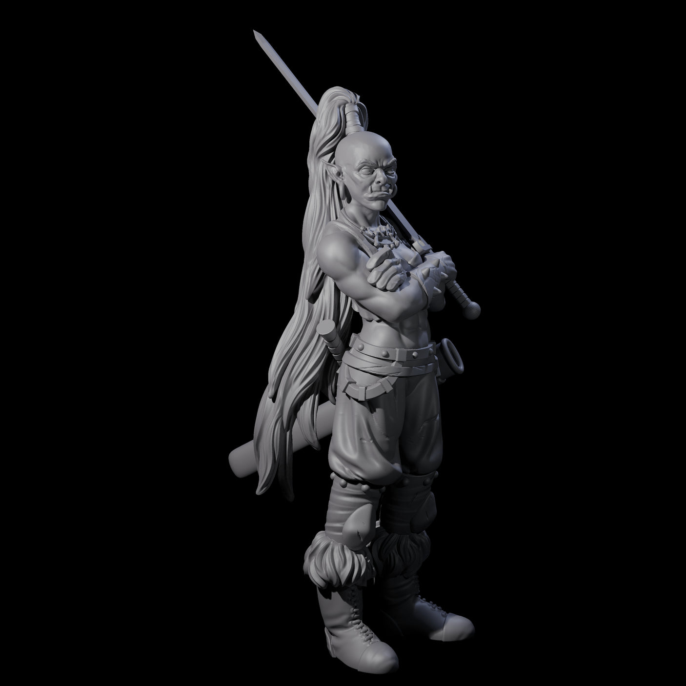 Waiting Orc Female Barbarian Miniature for Dungeons and Dragons, Pathfinder or other TTRPGs