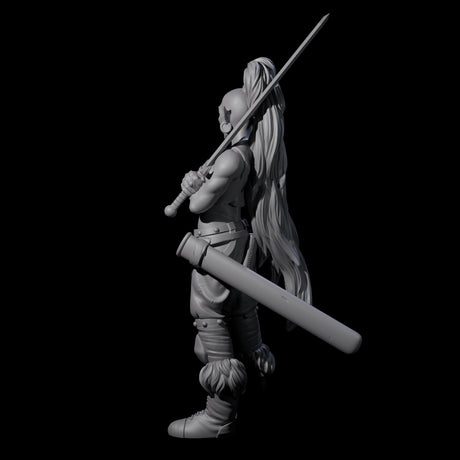 Waiting Orc Female Barbarian Miniature for Dungeons and Dragons, Pathfinder or other TTRPGs