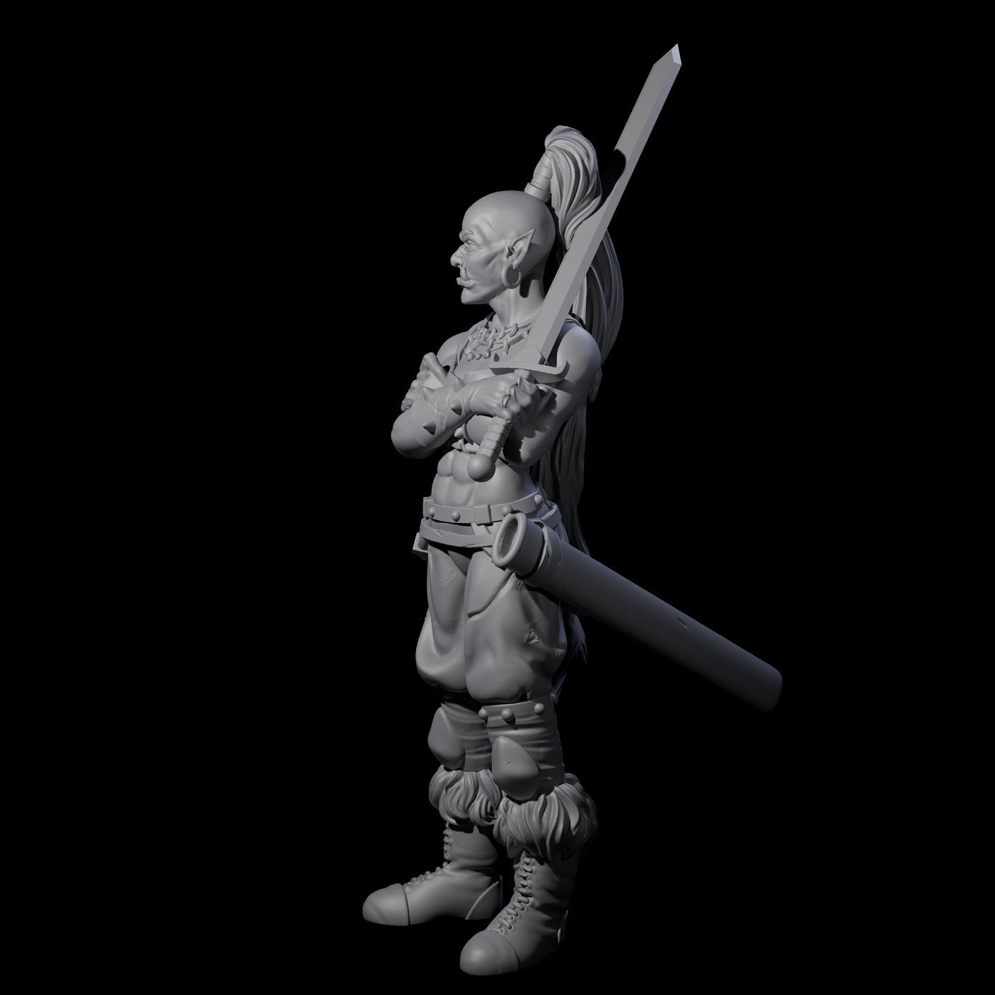 Waiting Orc Female Barbarian Miniature for Dungeons and Dragons, Pathfinder or other TTRPGs