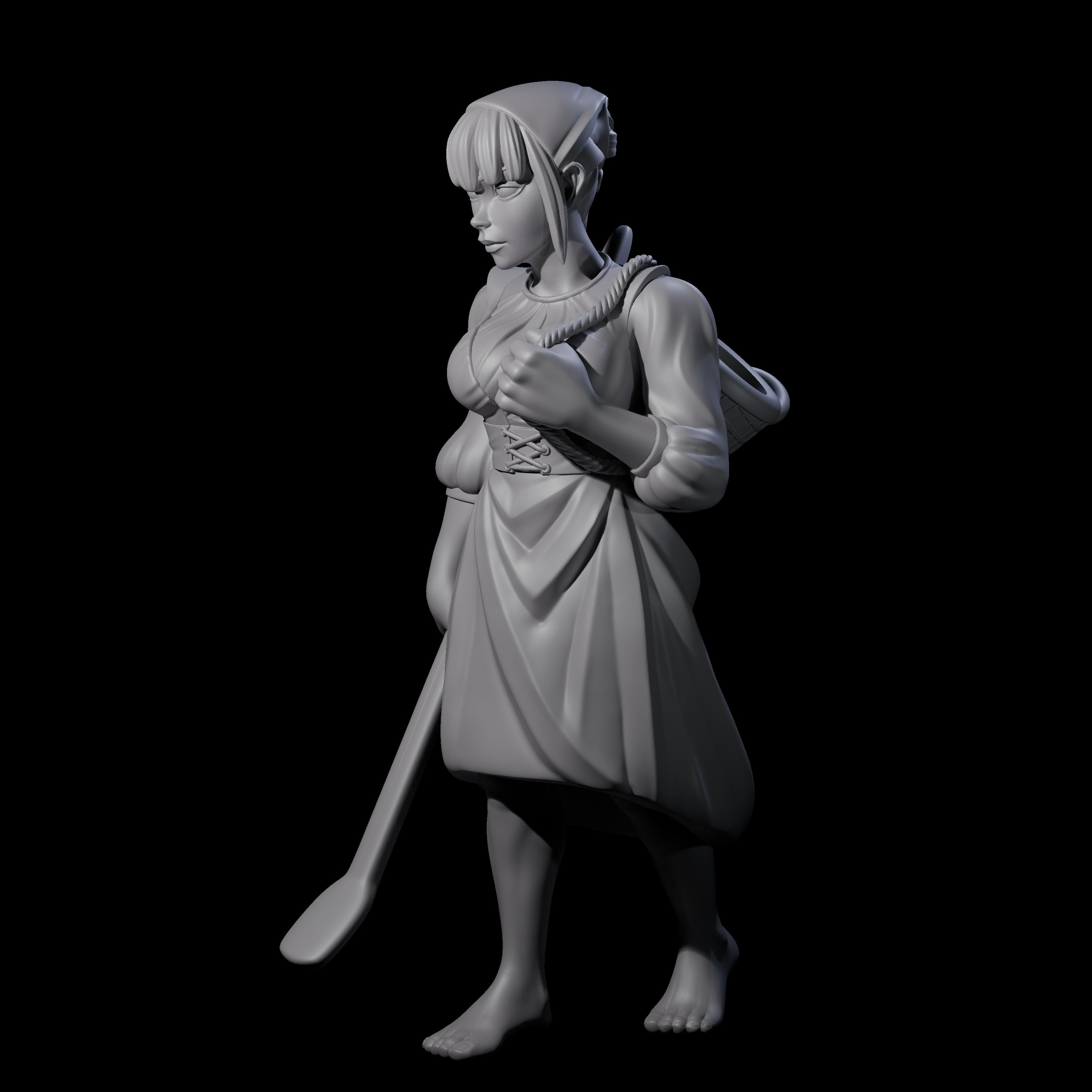 Walking Washerwoman Miniature for Dungeons and Dragons, Pathfinder or other TTRPGs
