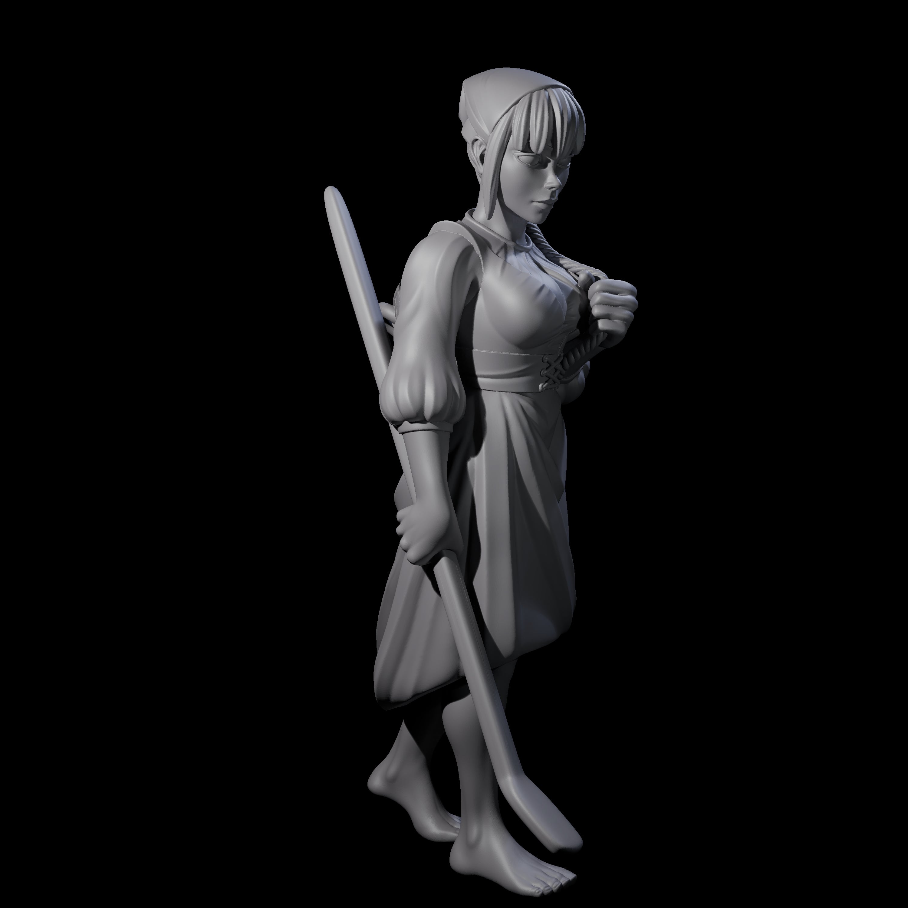 Walking Washerwoman Miniature for Dungeons and Dragons, Pathfinder or other TTRPGs