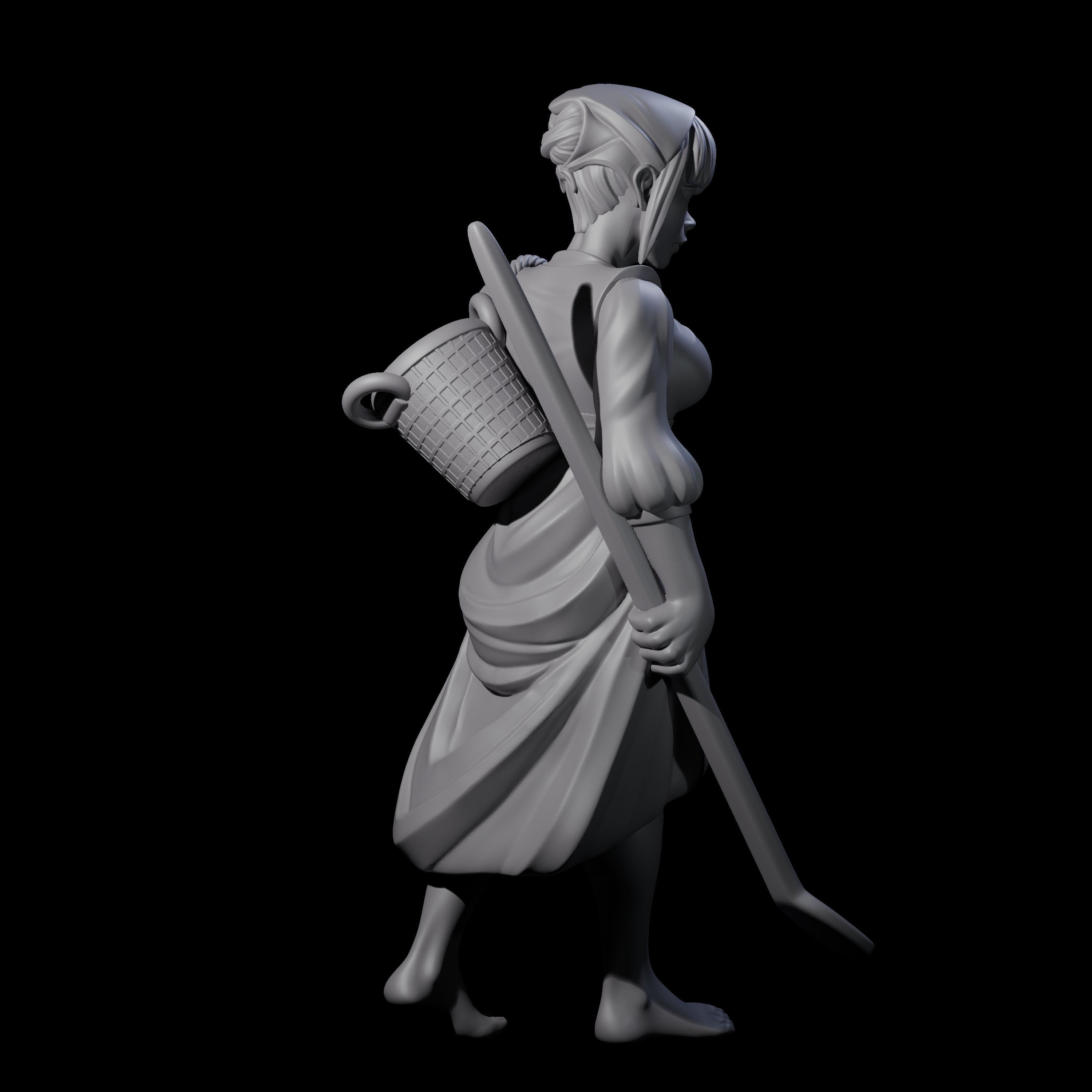 Walking Washerwoman Miniature for Dungeons and Dragons, Pathfinder or other TTRPGs