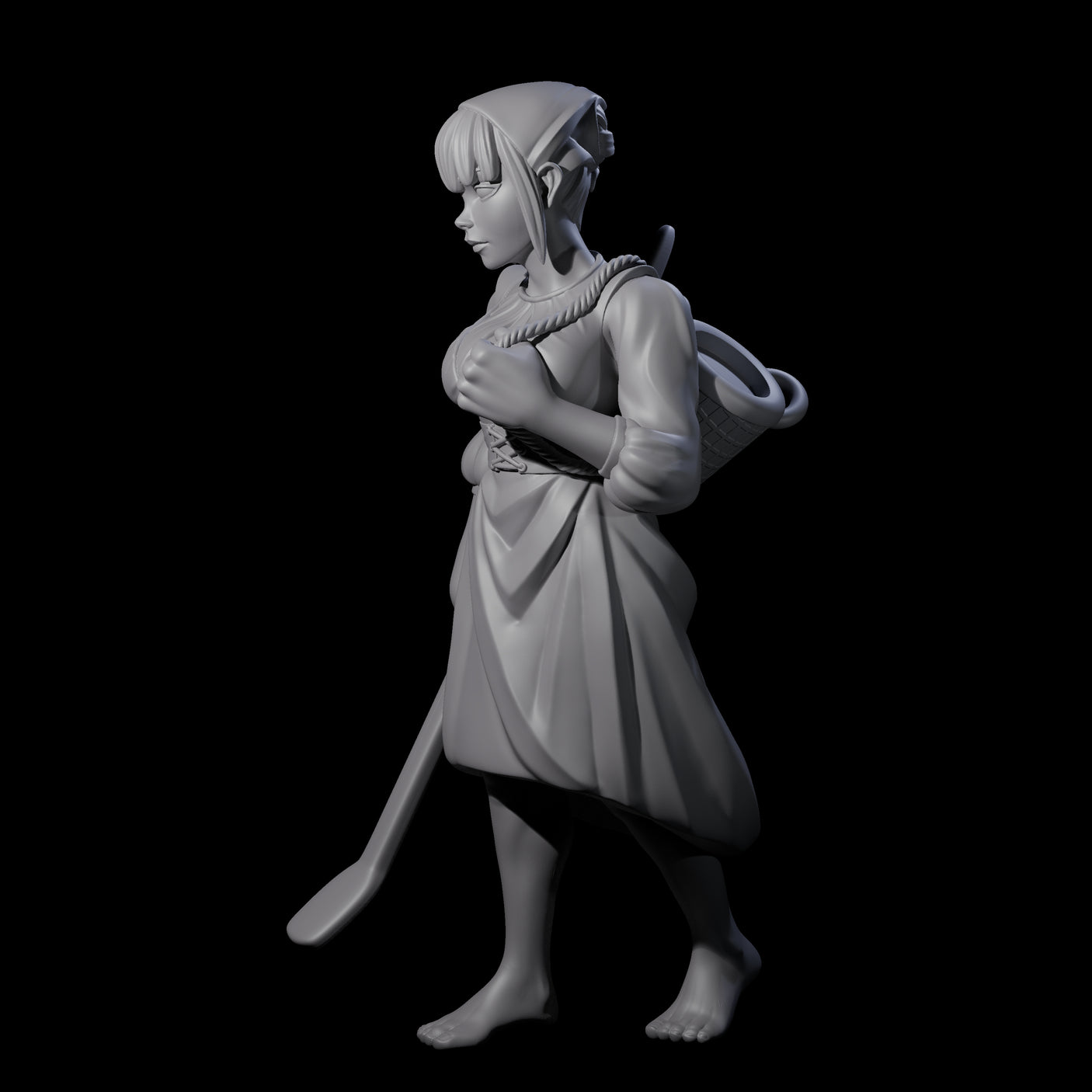 Walking Washerwoman Miniature for Dungeons and Dragons, Pathfinder or other TTRPGs