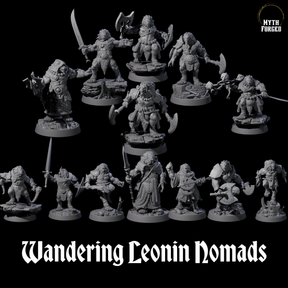 Wandering Leonin Nomads Miniature for Dungeons and Dragons, Pathfinder or other TTRPGs